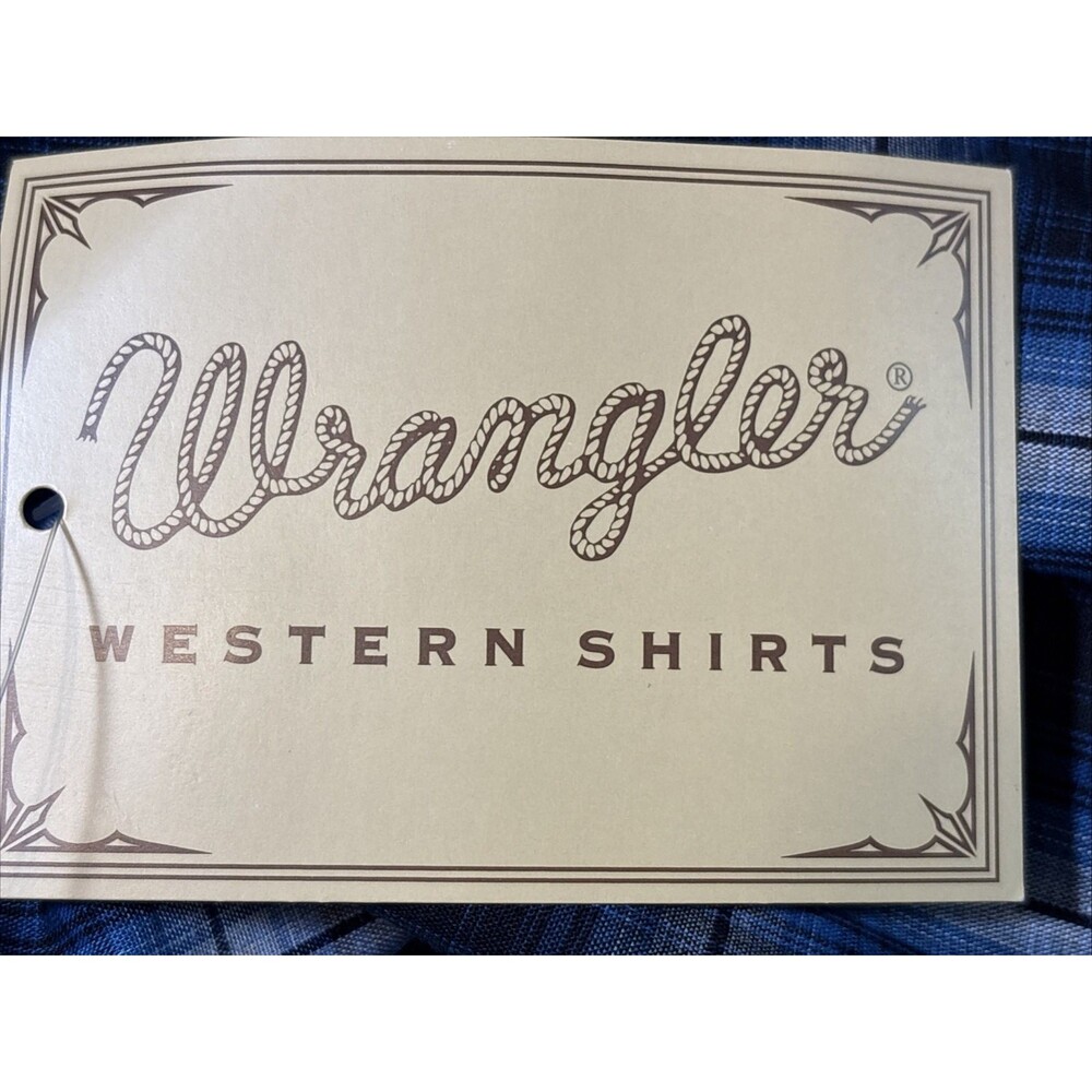 Wrangler Western Pearl Snap Cowboy Long Sleeve Blue/Gray/Black Plaid Shirt S NEW - Picture 8 of 16